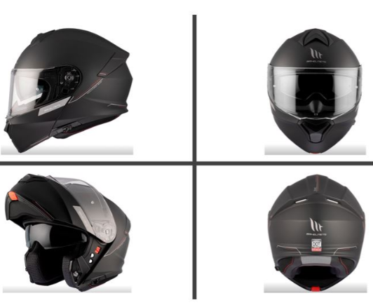 MT HELMETS GENISIS MATT BLACK FLIP UP